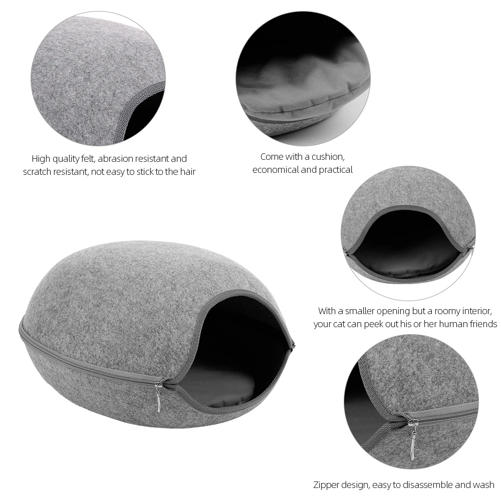 Натурального войлока ПЭТ пещера для собаки кошки серый/синий/розовый домашних