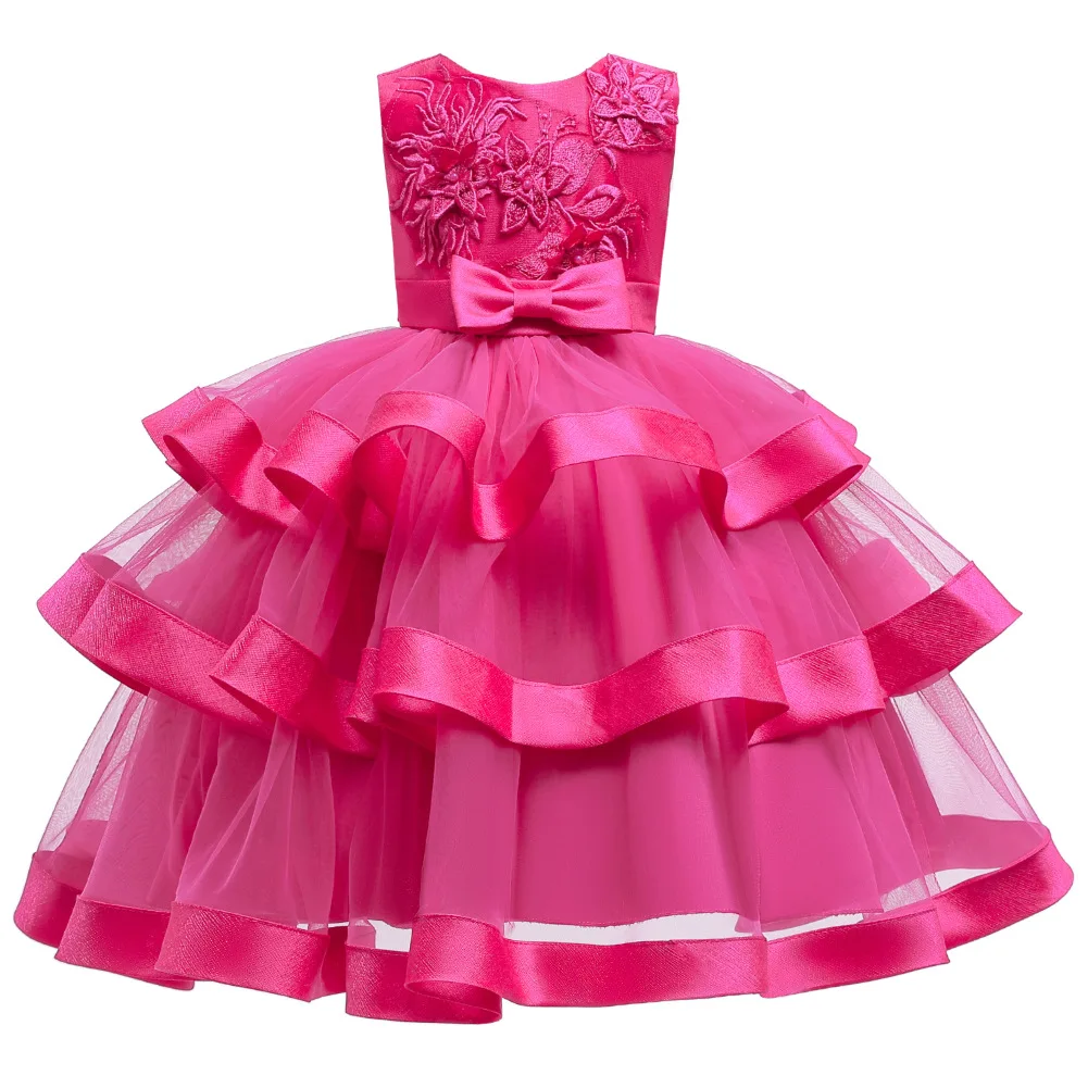 

New Children's Dress Princess Girls 3d Flower Girls Cake Puff Europe Dresses Halloween Costumes For Little Girls Wedding Dress