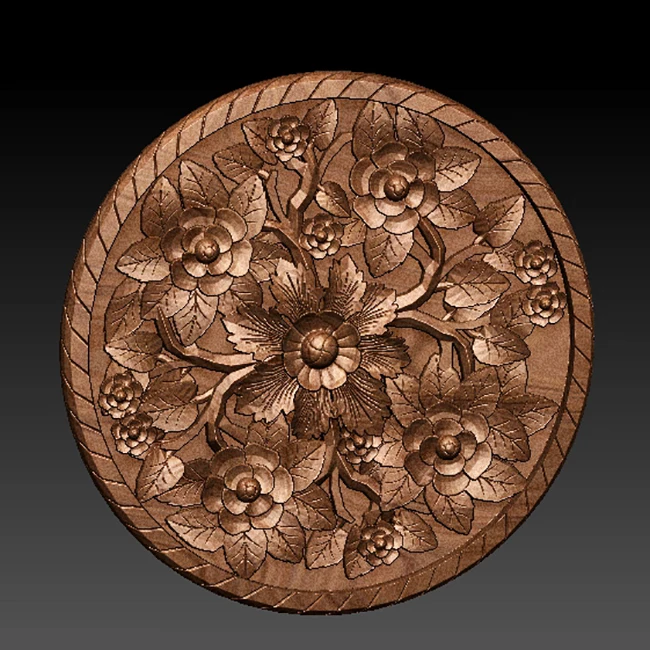 Круглая деревянная мебель украшение рельефа 3D модель для ЧПУ резная фигура