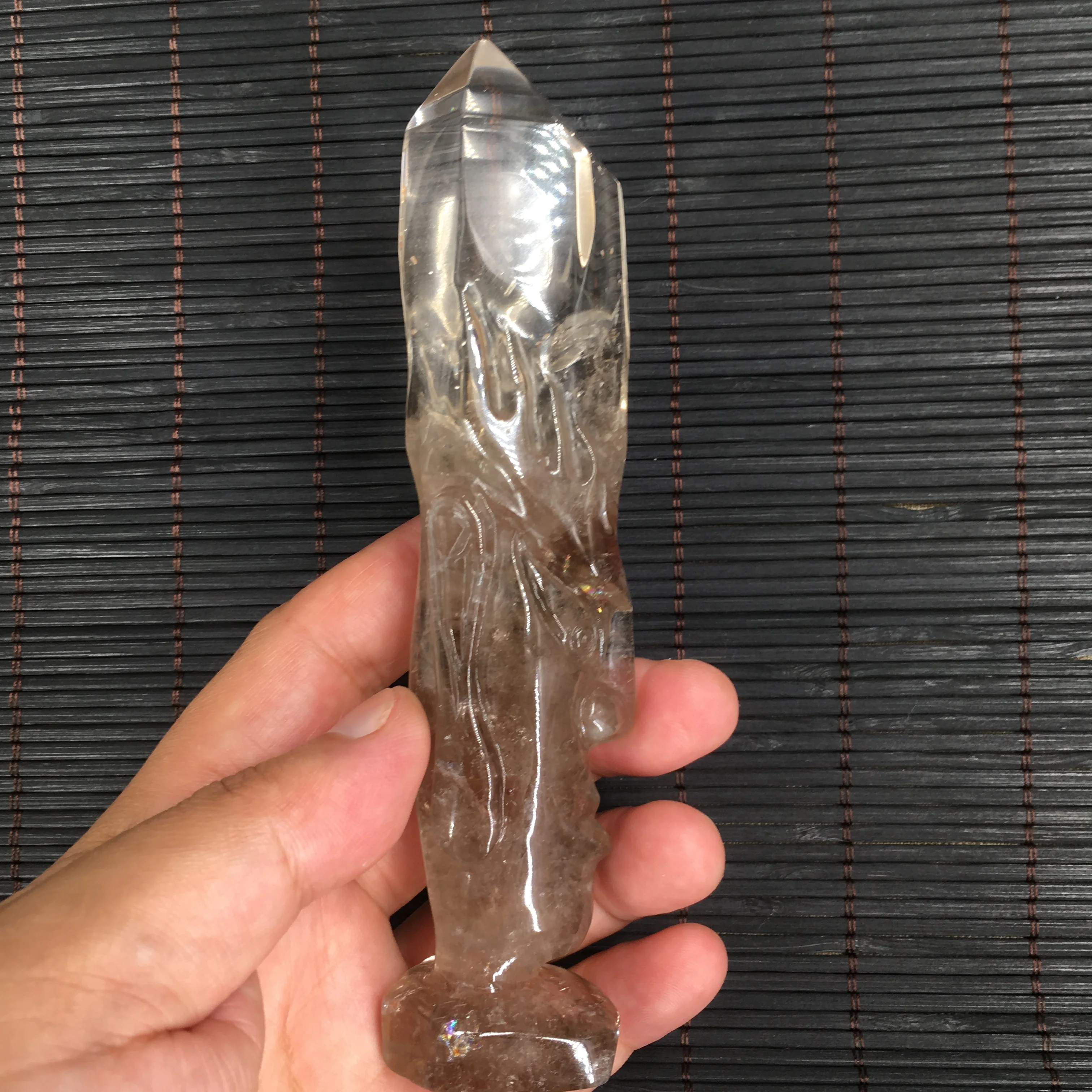 Натуральный кварцевый кристалл резной Бог богатства T1432 | Дом и сад