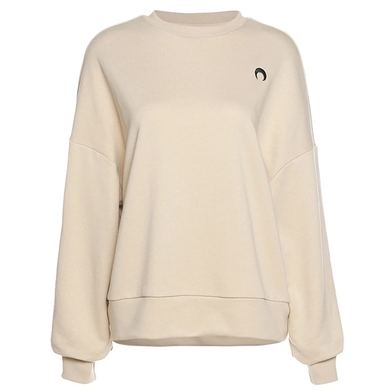 

Women Batwing Long Sleeve Sweatshirt O--Neck Moon Embroidery Oversized Loose Top