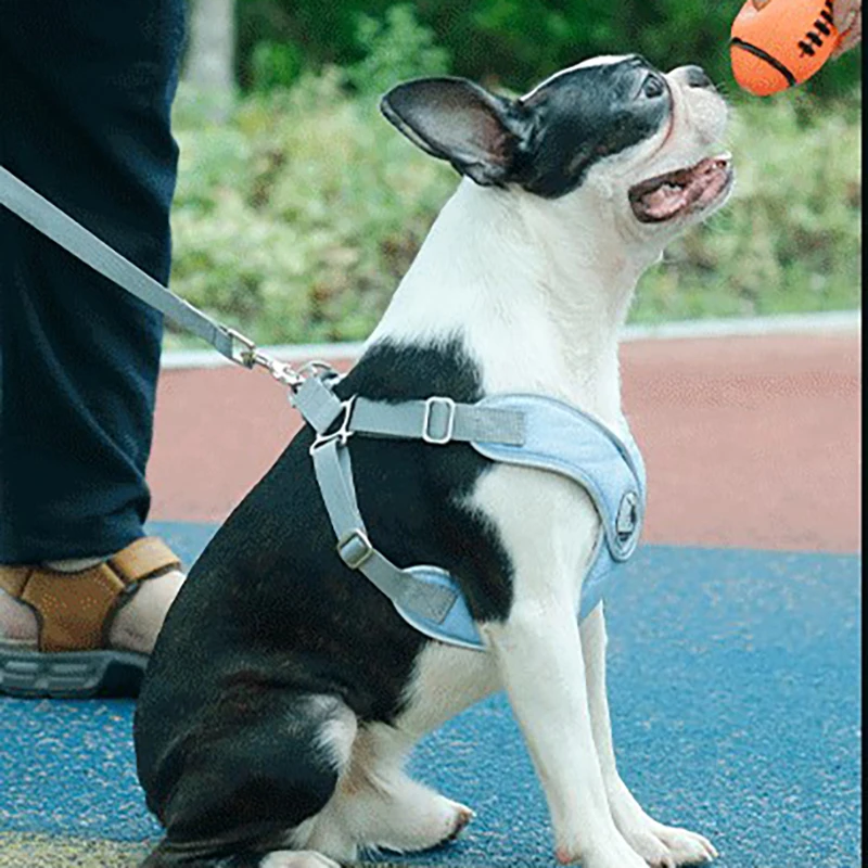 Светоотражающая шлейка для собак с поводком мягкая Воздухопроницаемая сетчатая