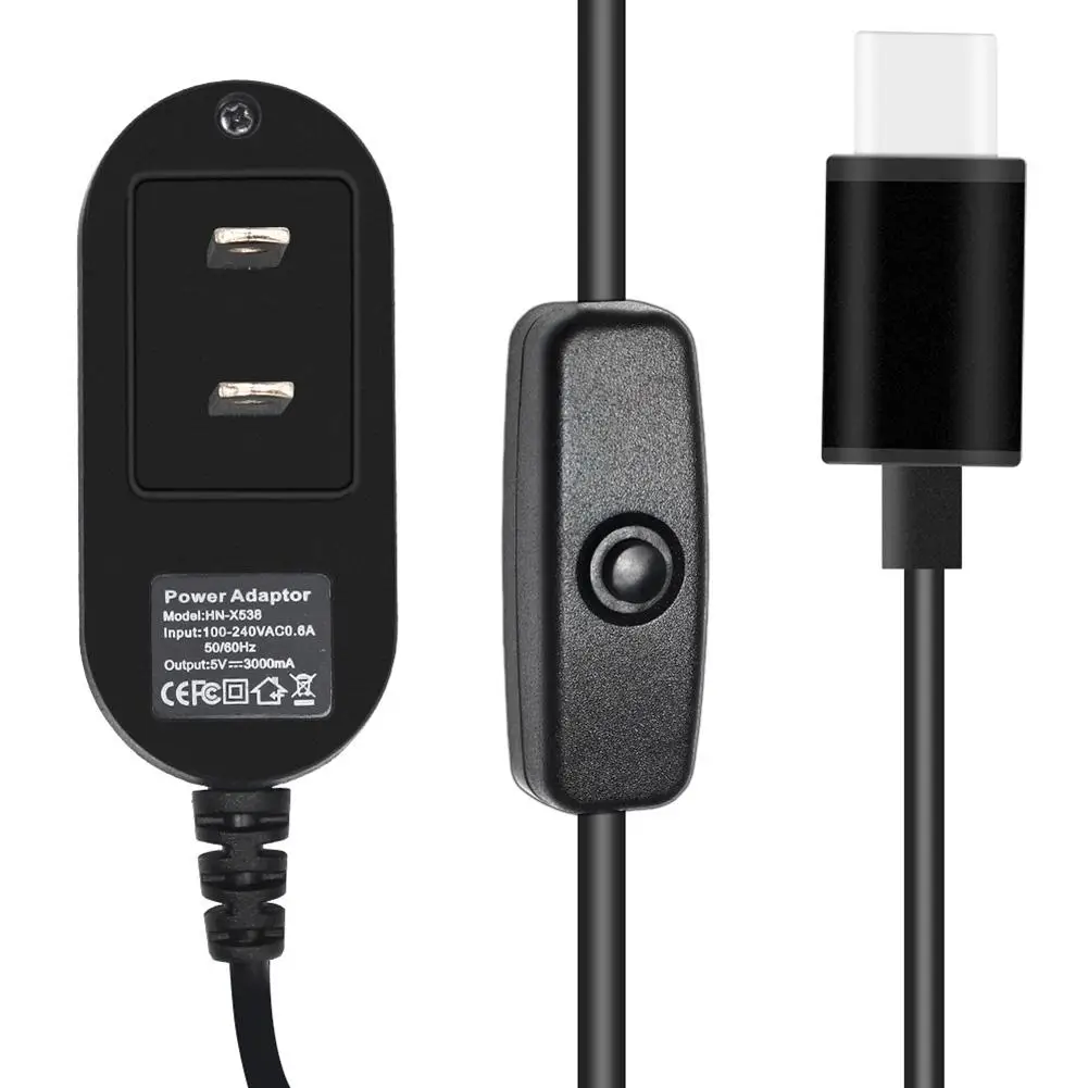 Адаптер питания для Raspberry Pi 4 поколения 4B 5V 3A type-C с кнопкой переключения зарядного