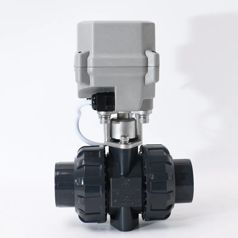 DN25 1 'ɻSP/NPT/Клеевой конец 2-сторонний UPVC True Union моторизованный шаровой клапан