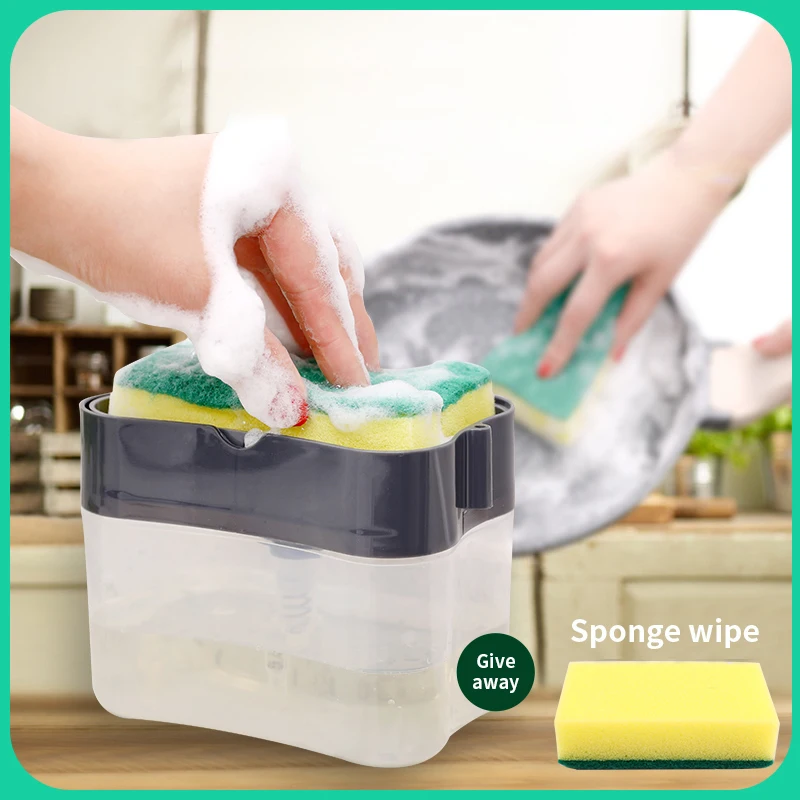 2 в 1 губчатая коробка с дозатором для мыла двухслойный кухонный Пластиковый
