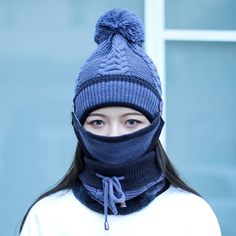 Yo-Young, 3 шт., зимние шапки для женщин, вязаные, Skullies Beanies, шапка, женский теплый шарф, шапка, маска, Повседневная Балаклава, маска, шапка