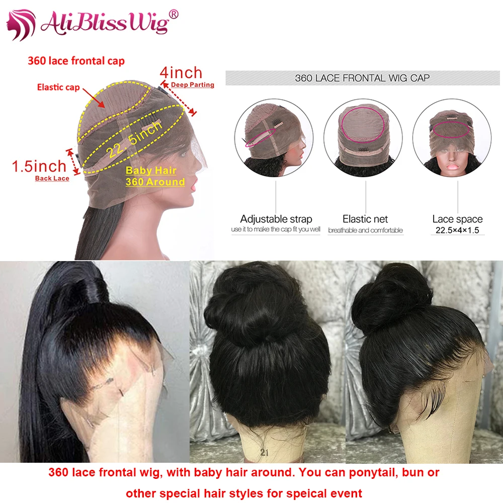 Бразильские 360 кружевных фронтальных париков предварительно сорванные прямые