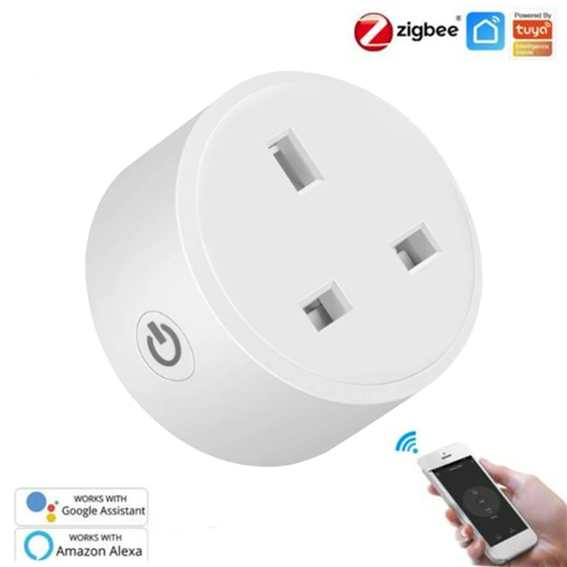 

1pc New ZigBee3.0 Smart Plug UK 15A 110-250V Timer Socket Smart Home Wireless Plug Compatible With Alexa Google Home Assistant