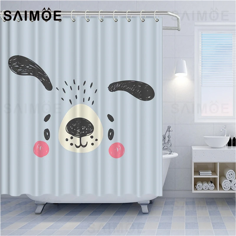 

Линия искусства занавеска для душа мультфильм животных Детская занавеска ванная комната водонепроницаемый собака тигр кошка Лев Жираф пан...
