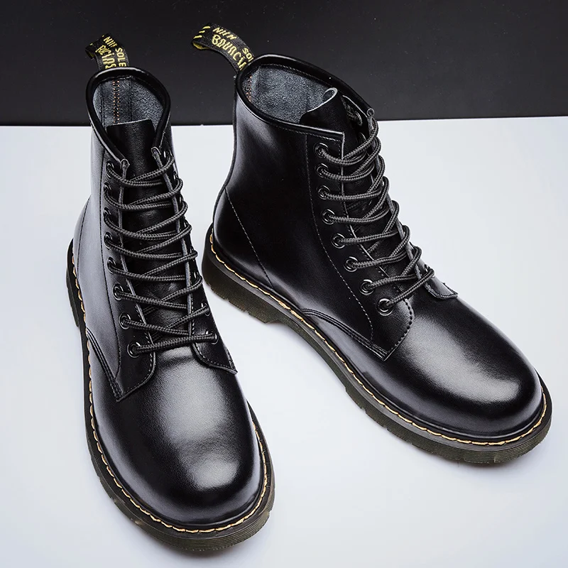 Мужские ботинки Martins модные дизайнерские зимние байкерские для мужчин кожаные