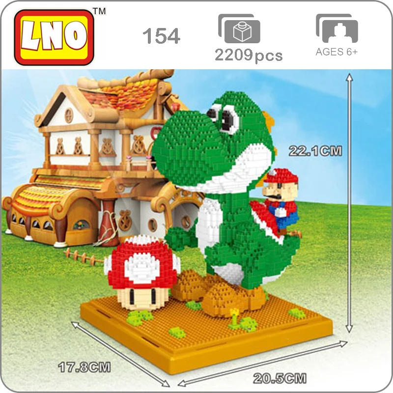 2209 шт. Игра Супер Марио Йоши зеленый монстр 3D модель DIY Алмазные Мини Строительные