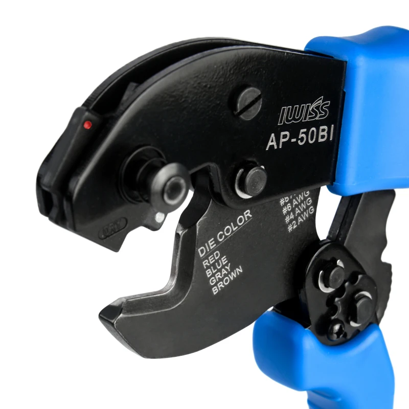 

IWISS AP-50BI 8.0-33.0mmÂ²(8-2AWG) copper nose crimping pliers electrician wire nose terminal cold crimper tool