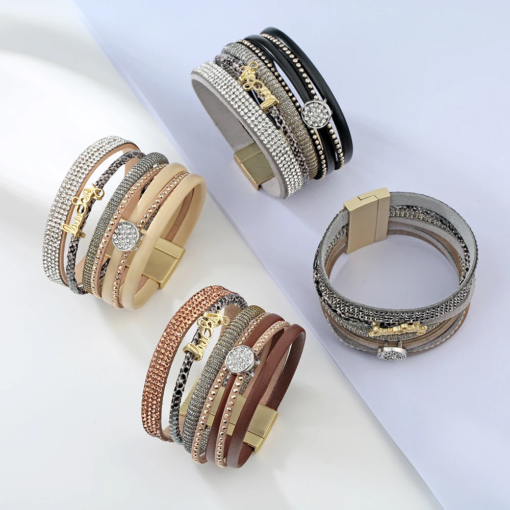 Pulseras Mujer, модный кожаный браслет, магнитные браслеты и браслеты для женщин и мужчин, ювелирное изделие, очаровательный Pulseira masculina