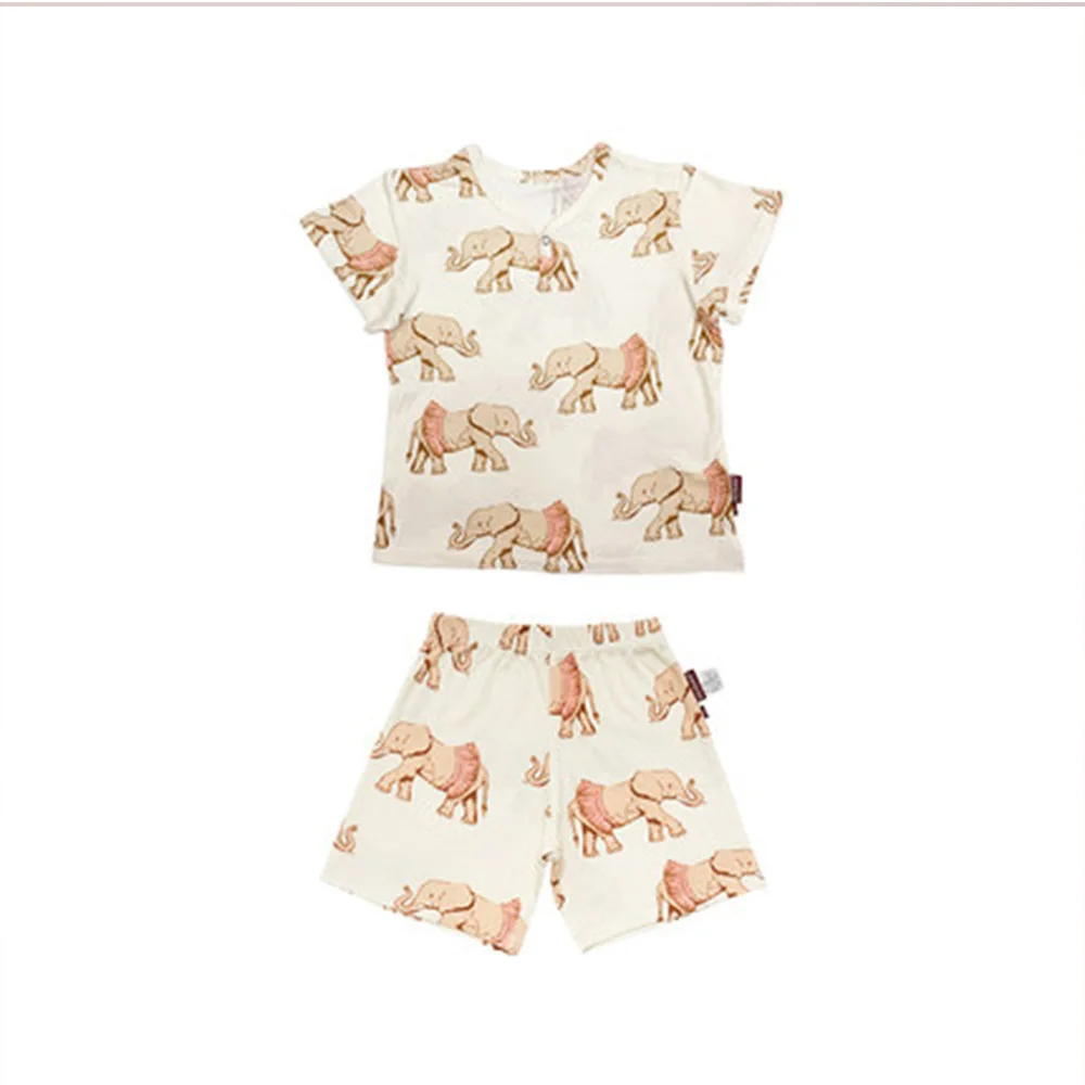 

In Stock 2021 Summer Children's Short-sleeved T-shirt Shorts Suit Boys and Girls Soft and Breathable Homewear