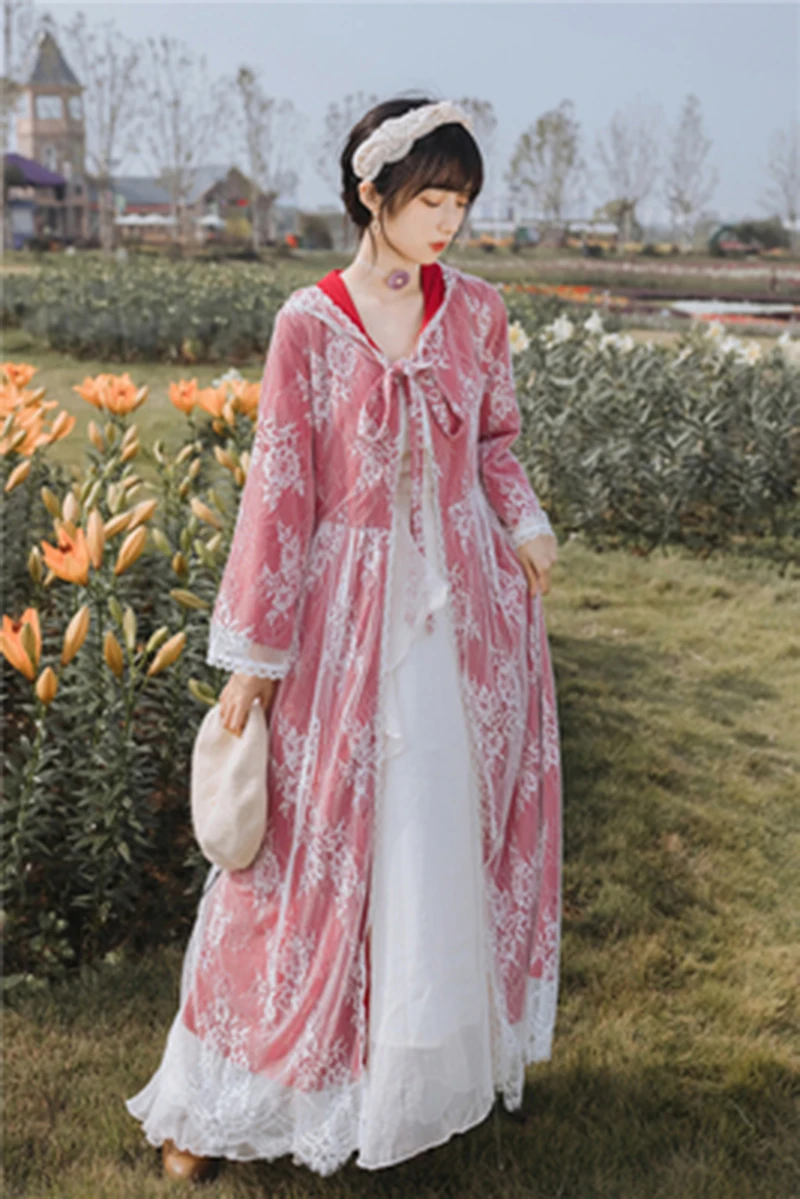 

HASAHOU Chinese Hanfu Desert Travel Vacation Photo Clothes Hooded Cloak Coat Retro Celebrity Style Improved Cloak Hanfu Dress Se