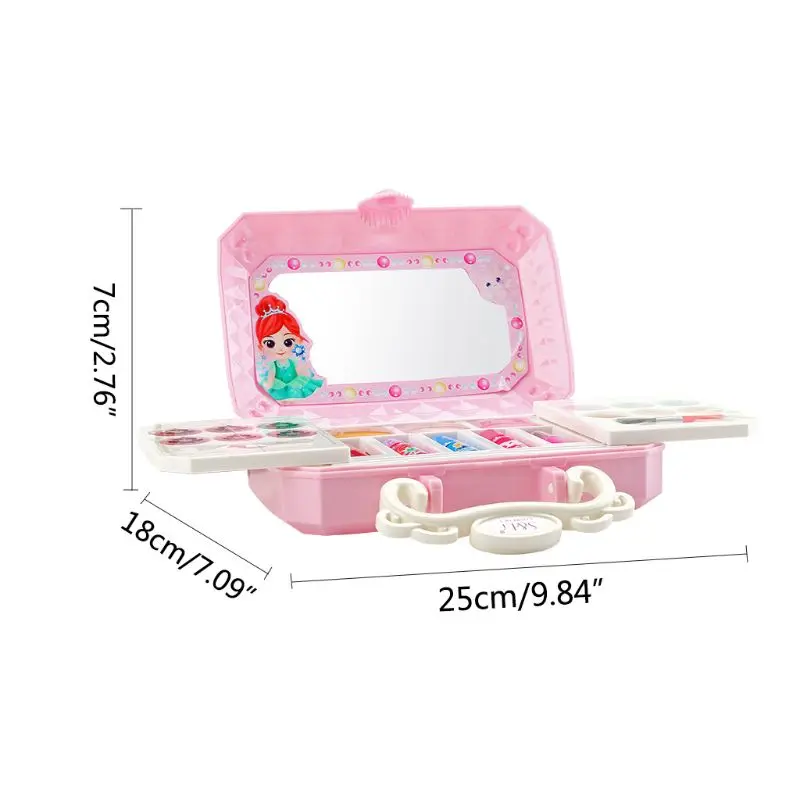 

Square Girl Beauty Carrying Box Toy with Mirror Pink Children Beauty Girls Case