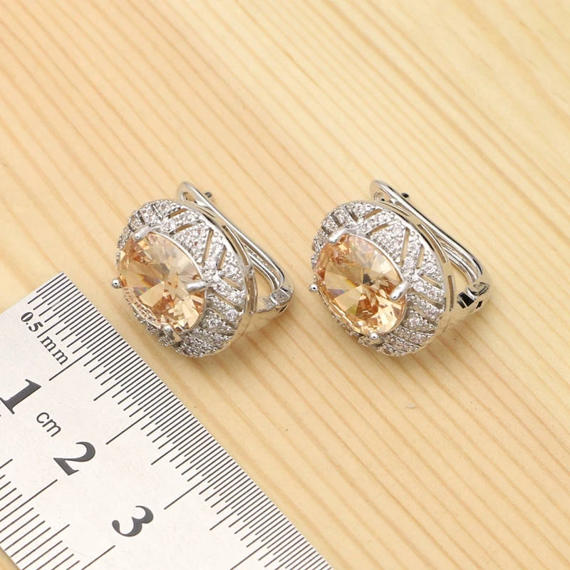 Шампанское яйцо кубического циркония серебро 925 комплекты украшений для женщин