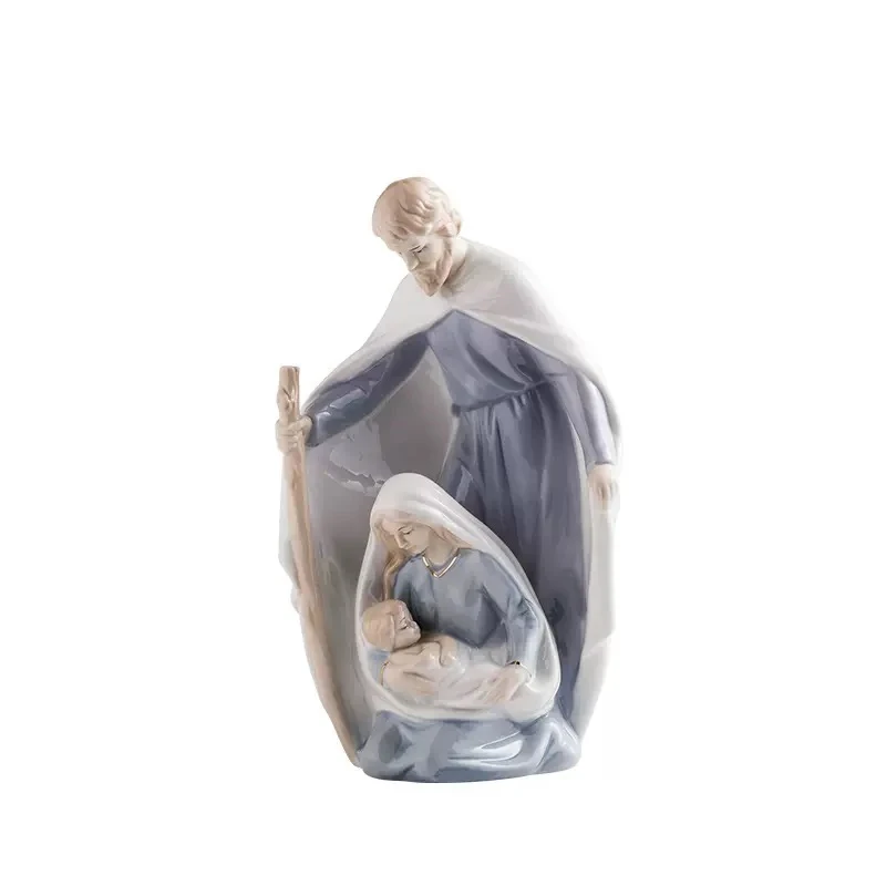 Керамика 26 см религиозный Святой Семья фестиваль Фарфор ручная работа украшение