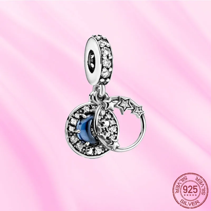 

Женский Синий Шарм-кулон из серебра 2021 пробы, для браслетов Pandora