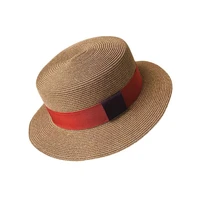 new summer hats for women men sun cap short wide brim beach hat ribbon boater hats flat top straw hat kuntucky derby hat