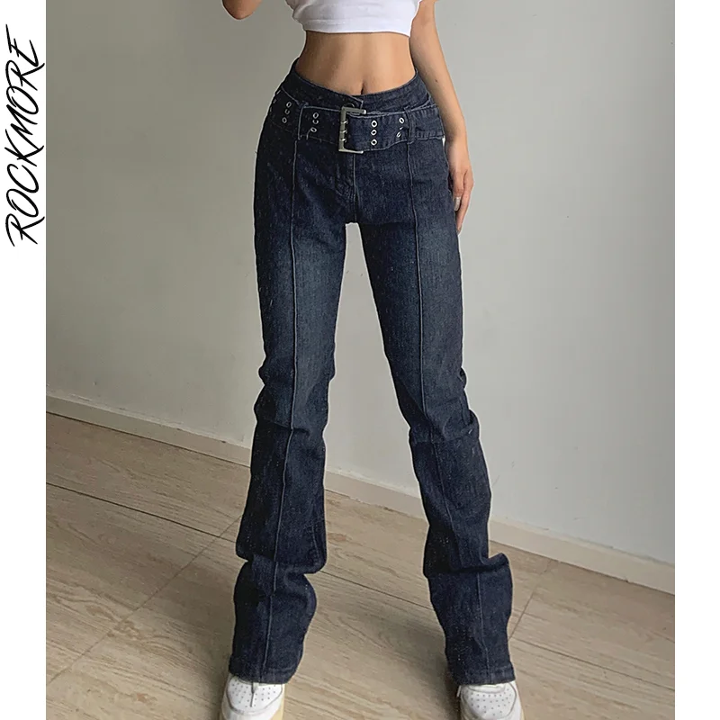 

Rockmore Vintage Jeans With Belt Women's Pants Streetwear Slim Casual Skinny High Waist Denim Trousers Harajuku Autumn Korean