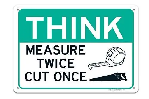 

Wall Art Sign 12x16 Think Measure Twice Cut Once Sign Tin Sign Decor