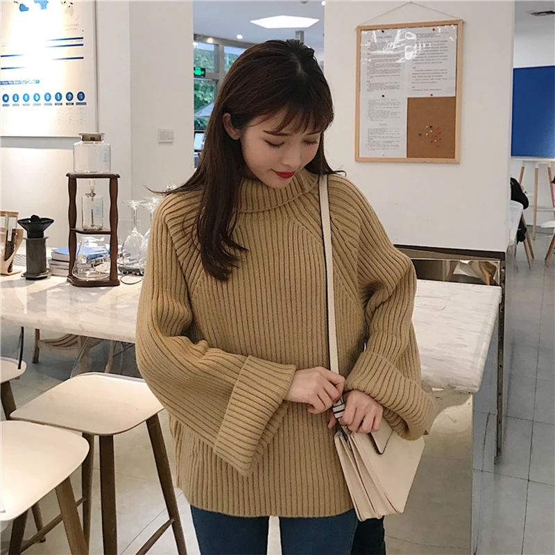 Fitaylor New Women Winter Thick Turtleneck Sweater Casual Female Loose Fit Knitted Pullovers Solid Color Warm Knitwear Tops | Женская