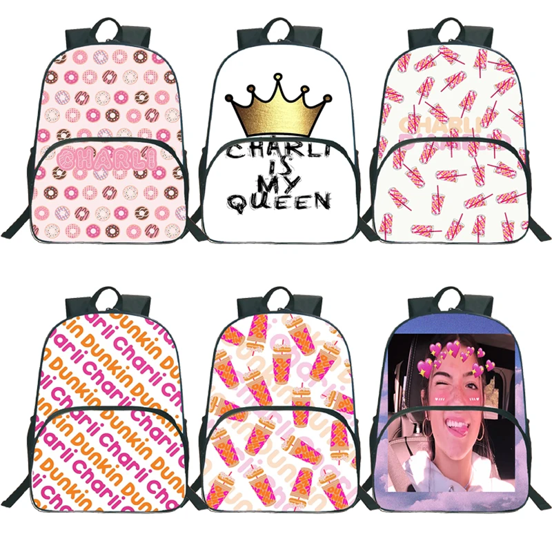 

Рюкзак Charli Damelio, студенческие сумки для мальчиков и девочек, Подростковый Повседневный Рюкзак, дорожные рюкзаки, модные популярные школьные...