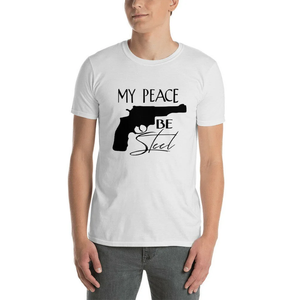 Футболка с коротким рукавом и графикой Peace Be steel Gun размеры S 3Xl облегающая