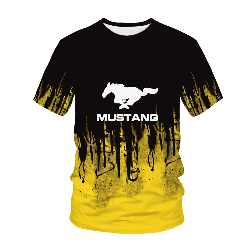 

2021hot-selling gradient short-sleeved Mustang Tees summer MOTO racing mountain bike cycling jersey men's Harajuku casual 3D top