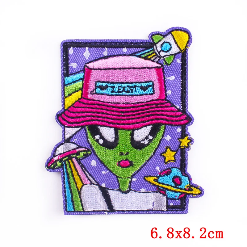 Нашивка для одежды с изображением космоса инопланетянина милые Аппликации