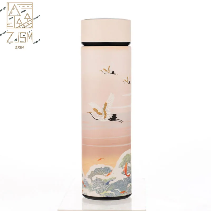 

Chinese style 450ml Thermos cup stainless steel cup Hot water cup with filter Coffee cup temperature display