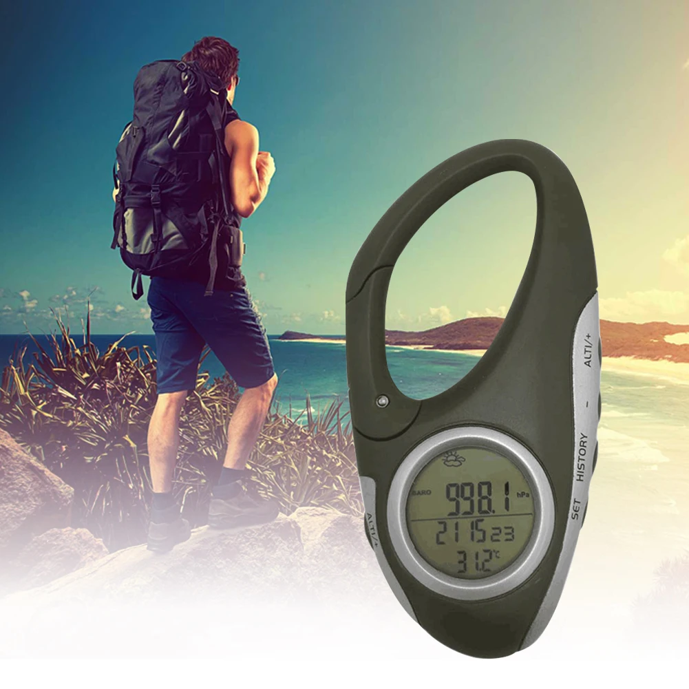 Electronic Altimeter Carabiner Altitude Meter Handheld Thermometer Outdoor Fishing Weather Forecasting Mode | Спорт и развлечения
