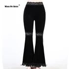 Брюки-клеш Женские с высокой талией и кружевом, VD2198