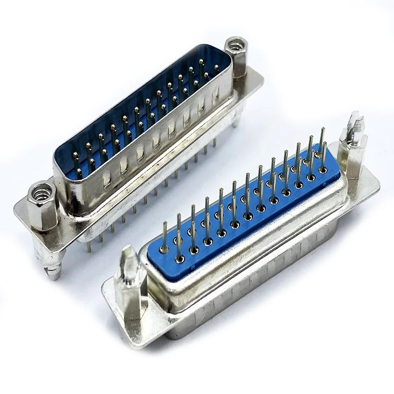10Pcs Male/Female Blue Straight Pin DB9 DB15 DB25 DB37 VGA D-sub PCB Mount RS232 Serial Port Connector Socket With Screw Nuts - купить по