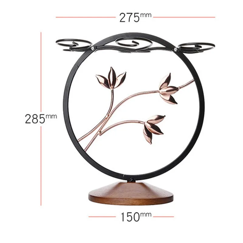 

Wrought Iron Wine Glass Holder Glass Goblet Storage Rack Plating Iron G-type Six Cup Inverted Rack Anti-slip Solid Wood Seat