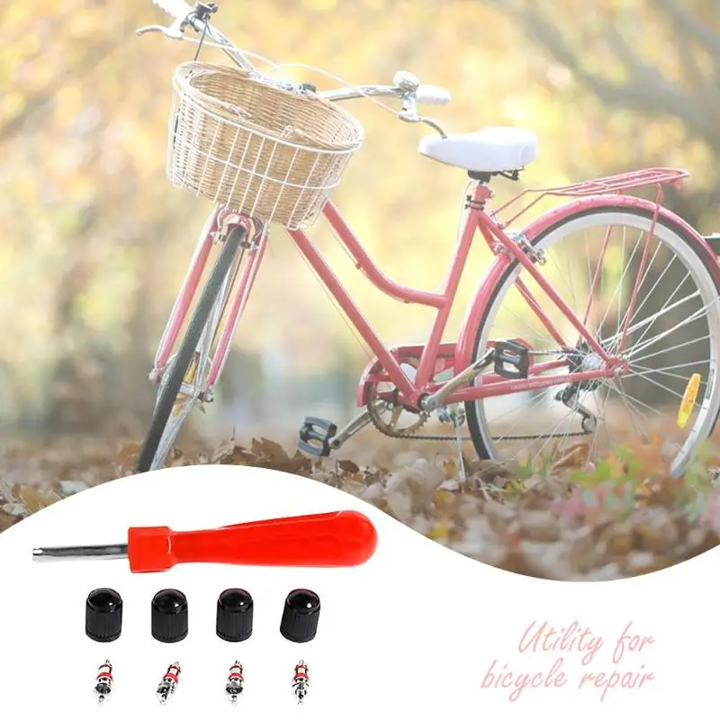 1 комплект сервисного обслуживания клапанов для шин 4 ядра колпачки отвертка