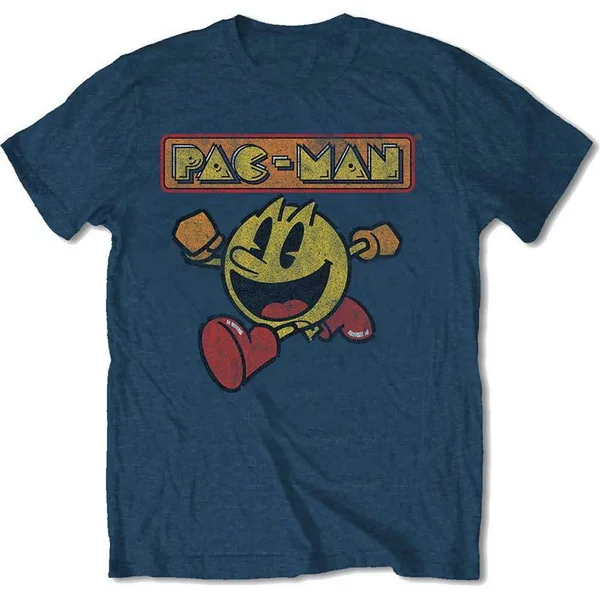 Pac Man восьмидесятые постеры Pacman Namco аркадная игра синяя мужская футболка с принтом