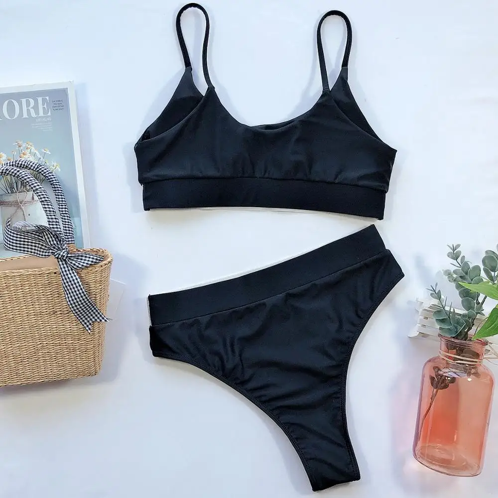 

High Waist Bikini Set Summer Swimwear Bathing Suit Biquini Solid Color Sexy Beach Swimsuit Push Up Brazilian Bikini
