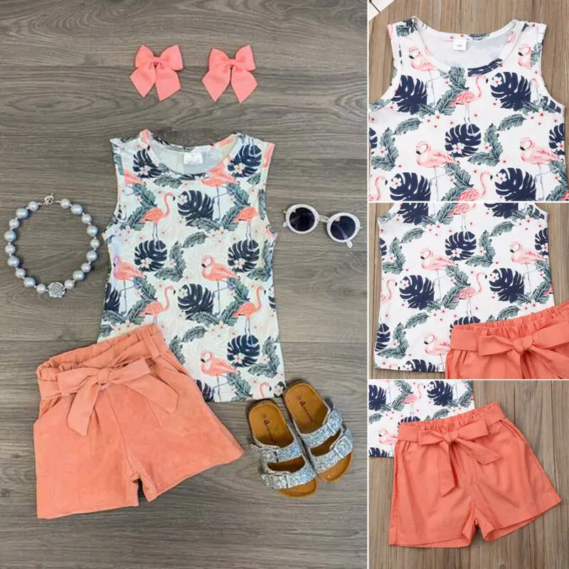 Детский жилет с оборкой для маленьких девочек топ и шорты летний комплект одежды
