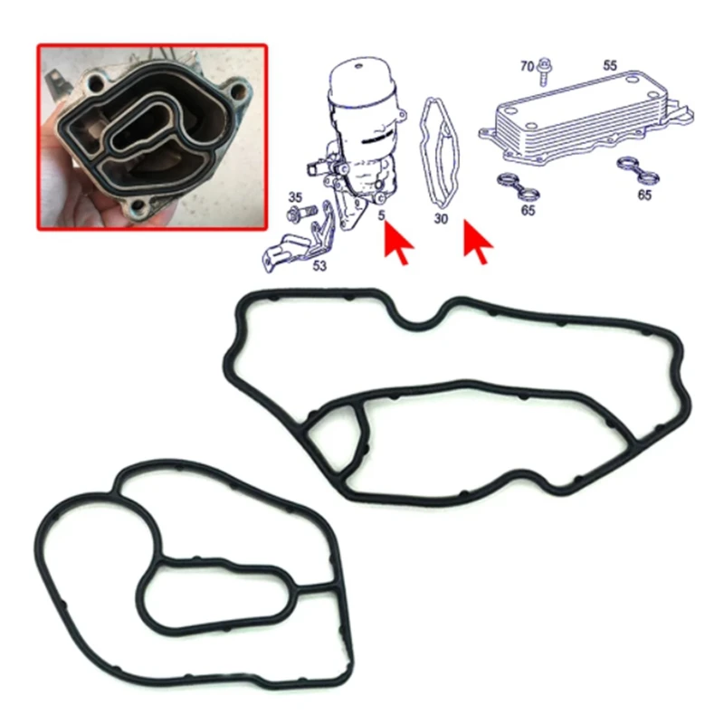 

2Pcs Black Rubber Oil Filter Housing Gasket Fit for Mercedes Benz ML320 ML350 R320 Dodge Sprinter 6421840080 6421801410