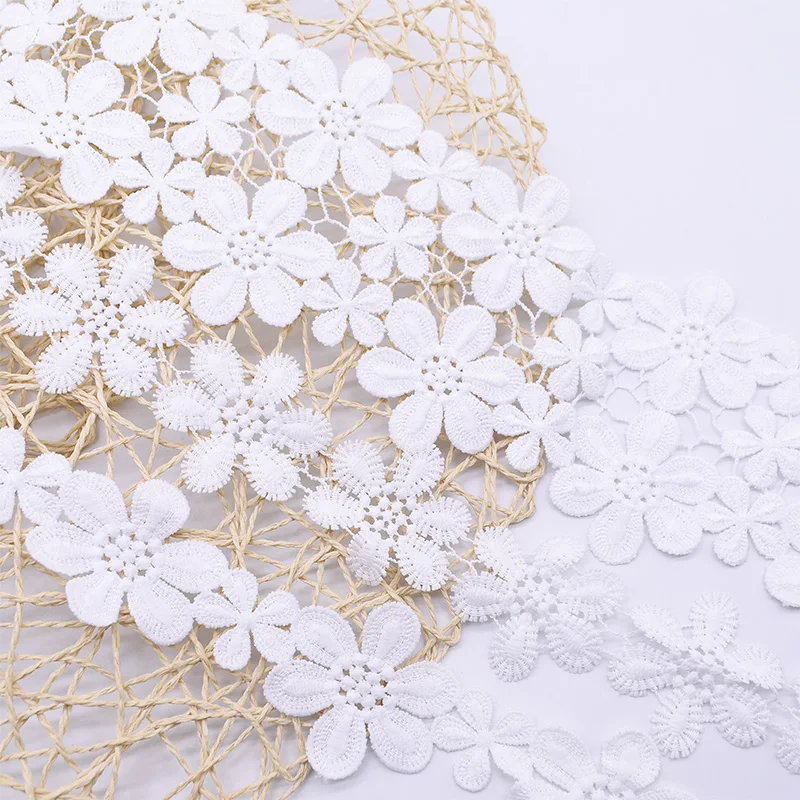 2yard High Quality White Black Flower Embroidery Lace Ribbon Fabric DIY Handmade Sewing Accessories For Wedding Garment Material | Дом и сад