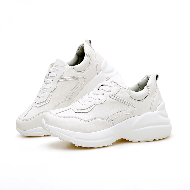Женские дышащие кроссовки из ПУ кожи Повседневная прогулочная обувь белые осень