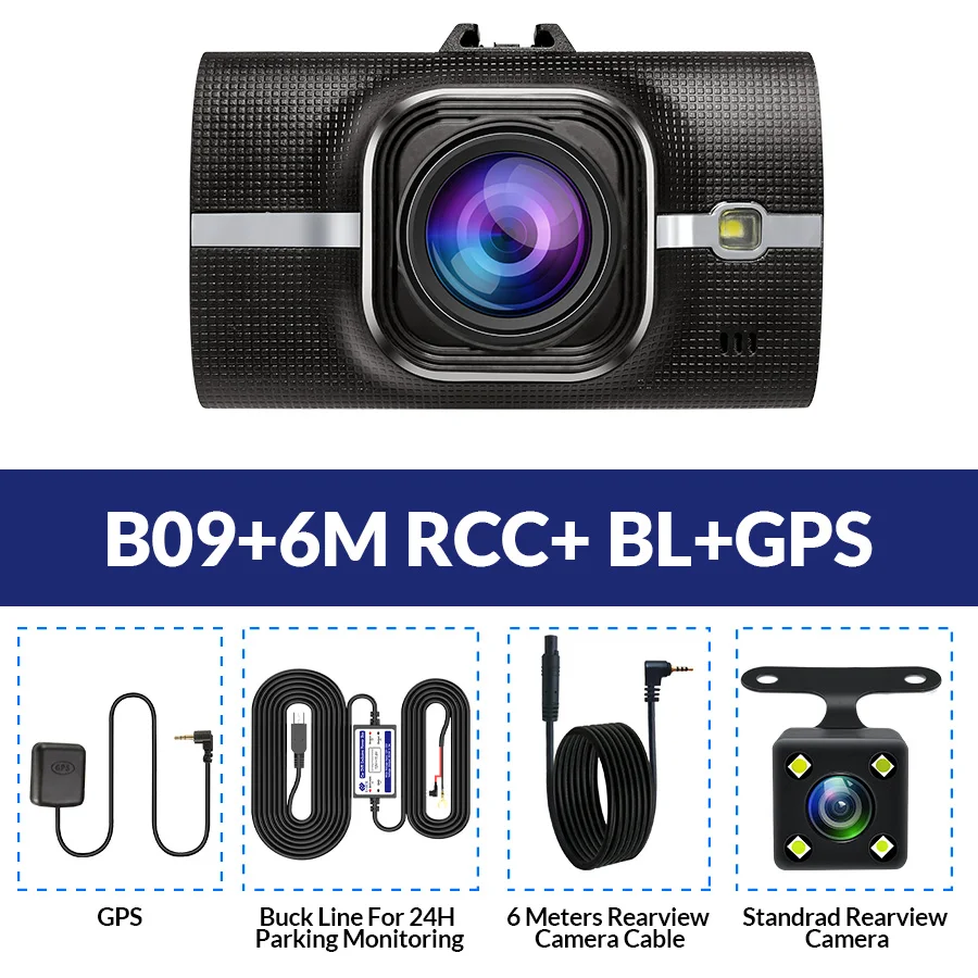 B09-6M RCC-BL-GPS E-ACE автомобиля Caméscopes двойной регистраторы Авто Видео Регистраторы зеркало заднего вида Камера автомобильный мини GPS Автомобильный видеорегистратор с GPS трекер видеорегистраторы 170 градусов FHD ночного видения - Название цвета: B09-6M RCC-BL-GPS