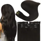 Волосы для наращивания на заколках, натуральные человеческие волосы Remy, 7 шт., двойные волосы для наращивания на заколках для женщин