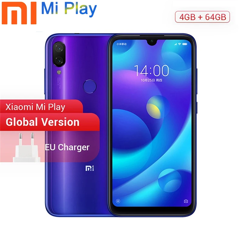 Глобальный Xiaomi Mi Play 4 ГБ ОЗУ 64 Гб ПЗУ 5 84 дюймов FHD дисплей MTK Helio P35 Восьмиядерный 12