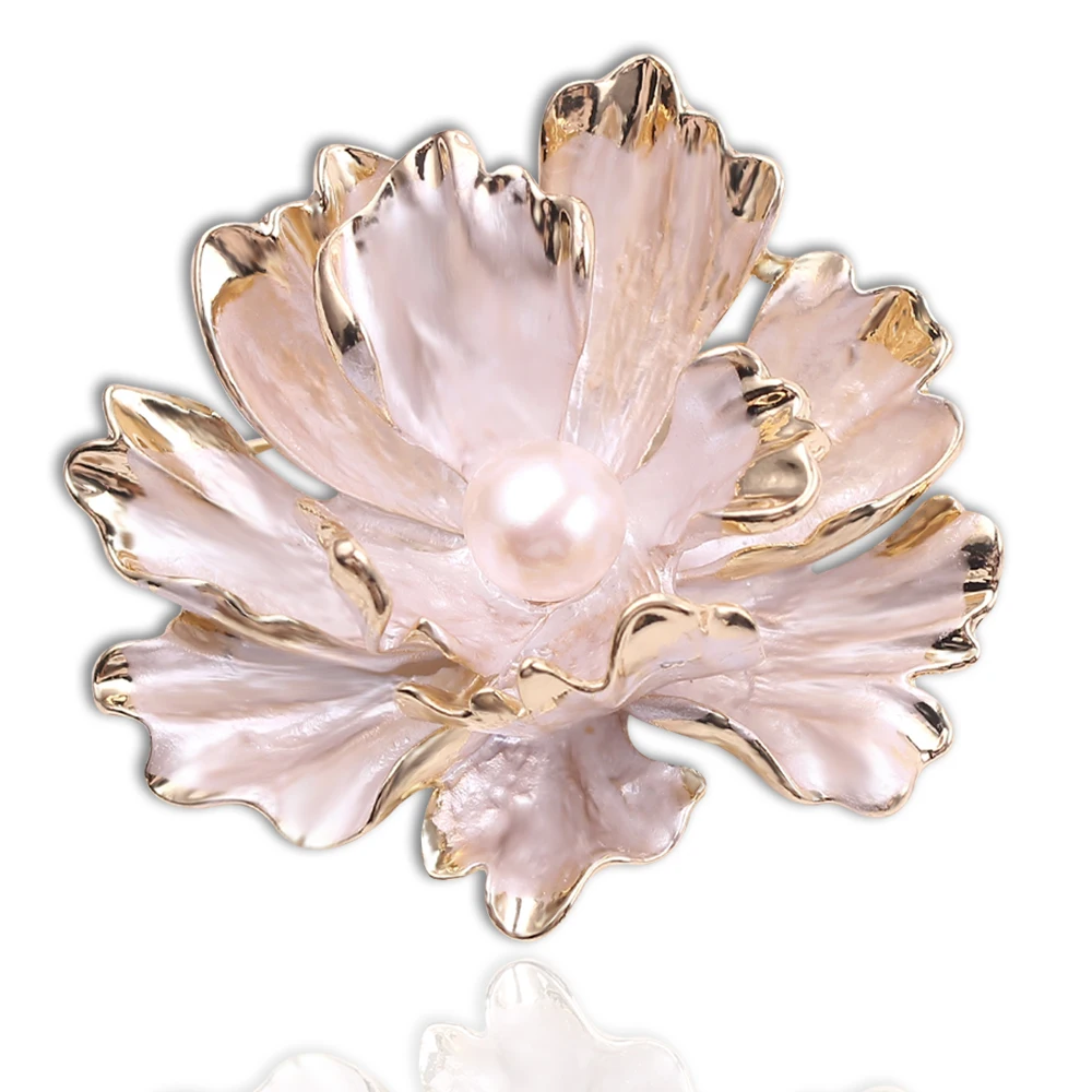 Элегантная булавка в виде цветка розы Модная бижутерия с жемчугом розовая
