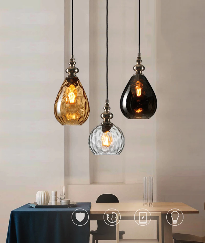 

Европейский современный креативный стеклянный подвесной светильник E27 с 3 цветами для спальни/ресторана/гостиной/кухни/кафе/отеля/офиса