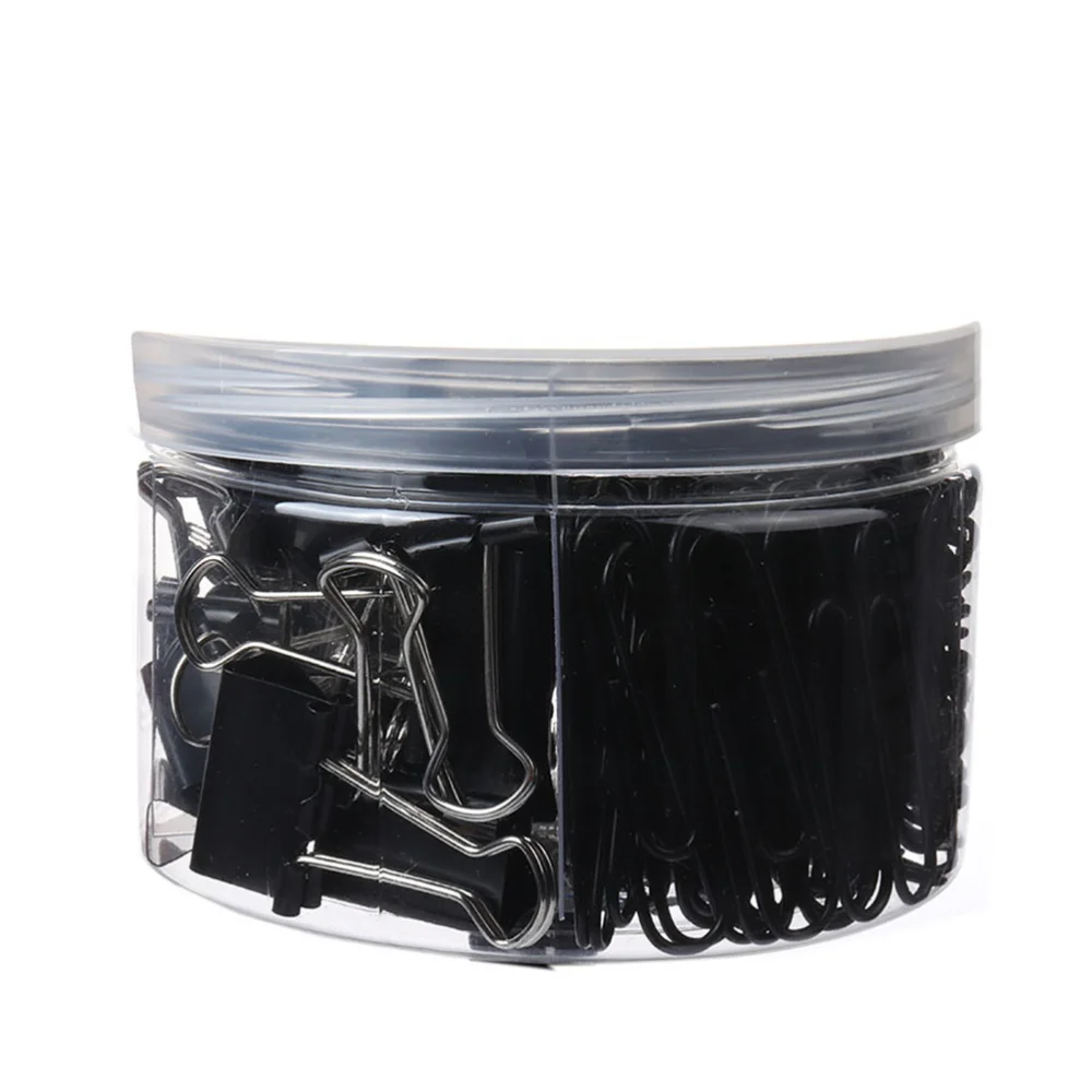 

240PCS Metal Binder Clips Paper Clips Set Dovetail Design Clamps Hollow Clamp for School Office (Black)