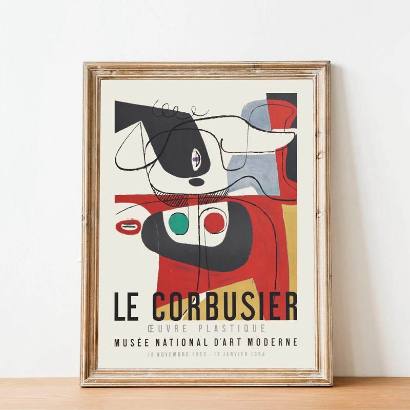 

French Le Corbusier Exhibition Poster Vintage Autrement Que Sur Terre Prints Modern Mid Century Abstract Canvas Painting Decor